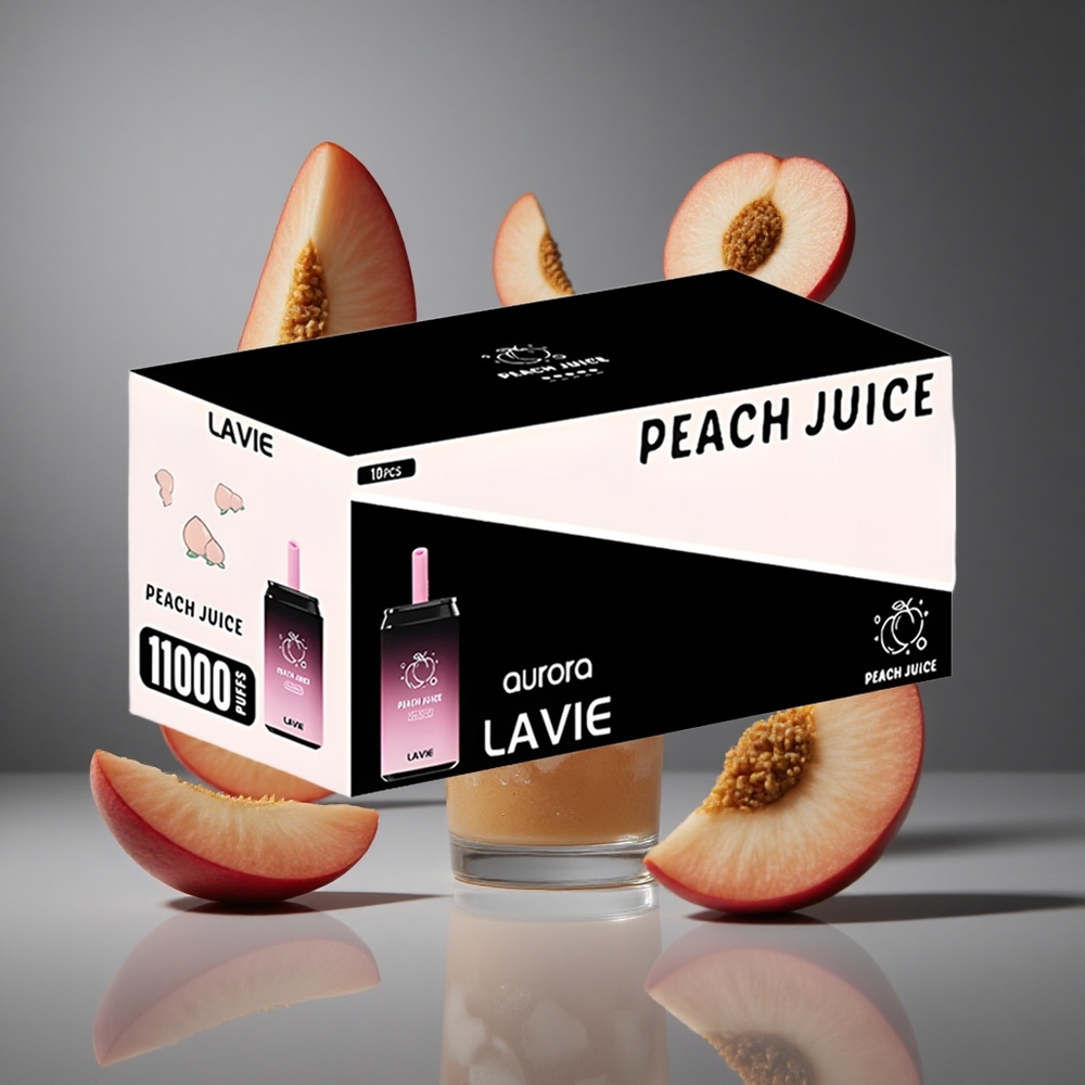 LAVIE Aurora 11000 Пуфса Едноразово Вейп с вкус на праскова, Капацитет на течност: 22ML, Съдържание на никотин: 0%, 2%, 5%