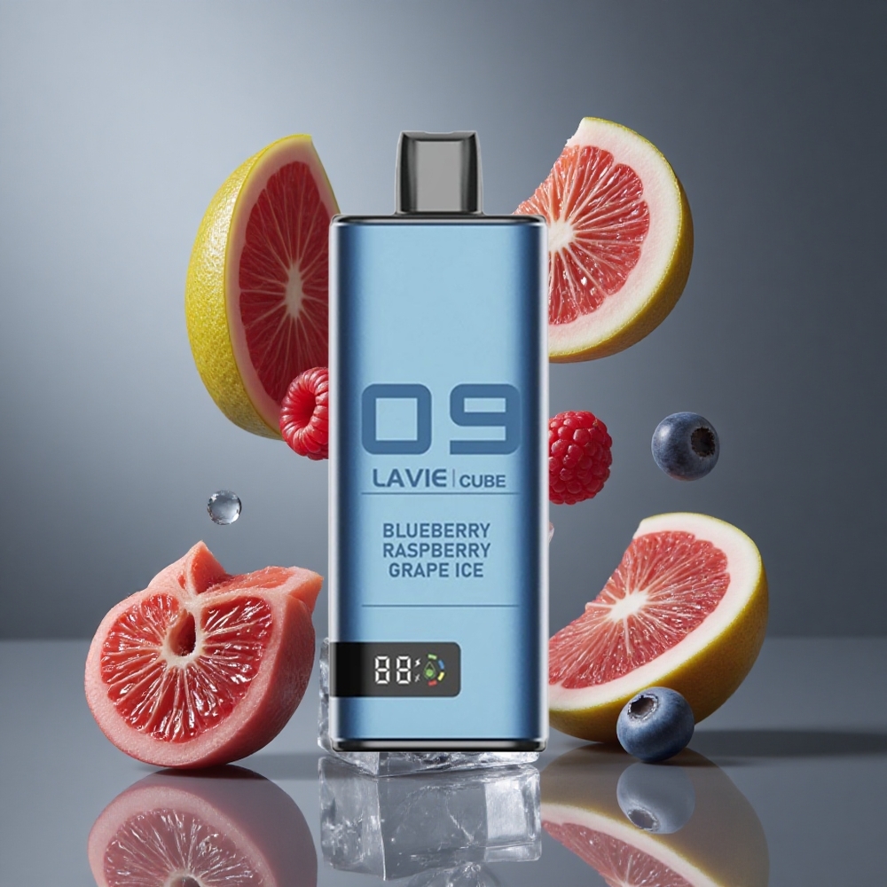Lavie Cube 20000 Пуфове Диспозъбъл Вейп Боровинка Малина Грозде Лед + 28ML Течност 600mAh Батерия