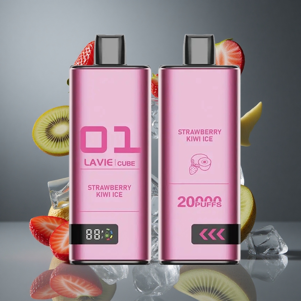 Lavie Cube 20000 Пуфове Диспозейбъл Вейп Ягода-Киви Лед 2% Солна Никотин 28ML Течност