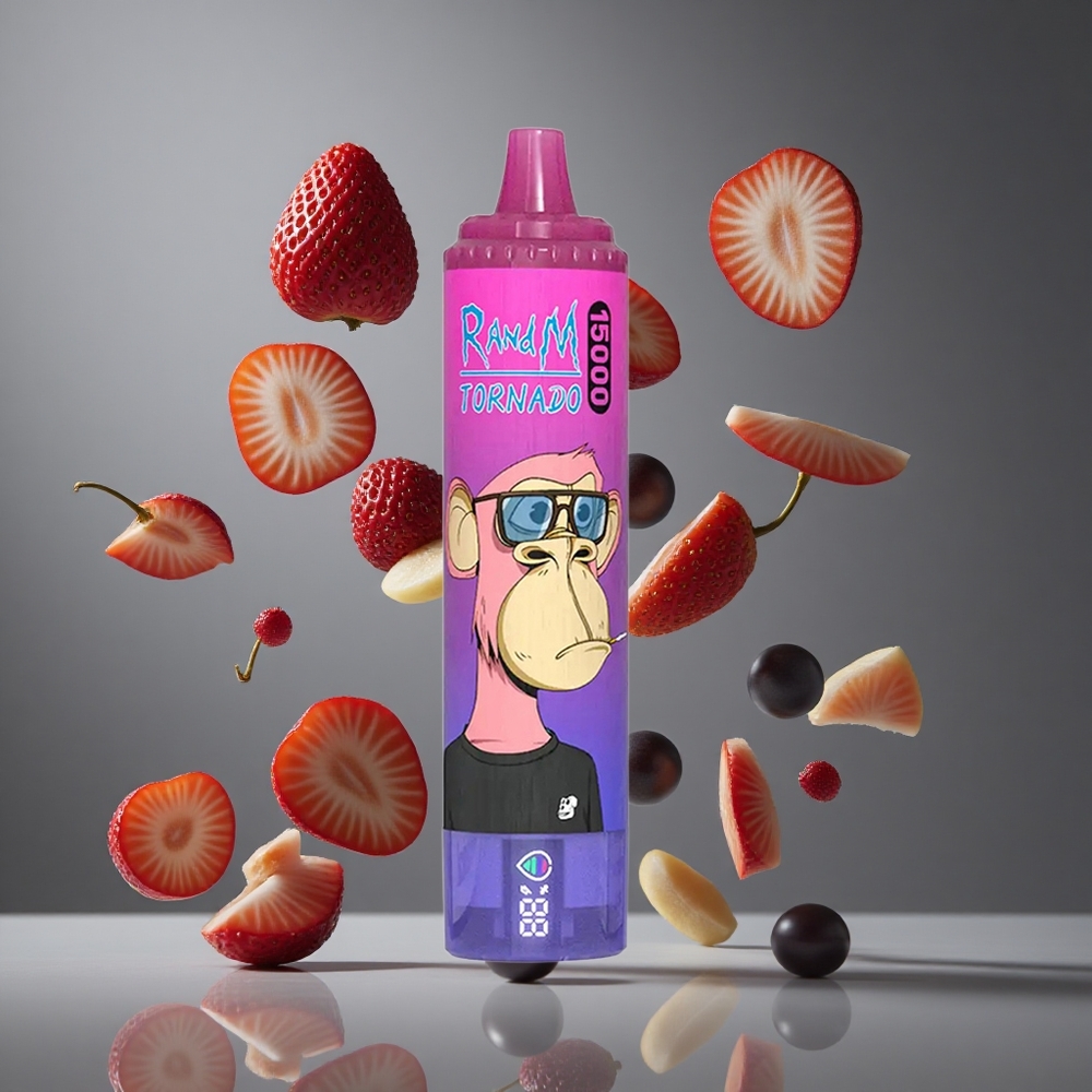 RandM Fumot Tornado 15000 Въздушни затяжки Диспозейбъл Вейп Ягода Грозде 25ml Течност 850mAh Батерия
