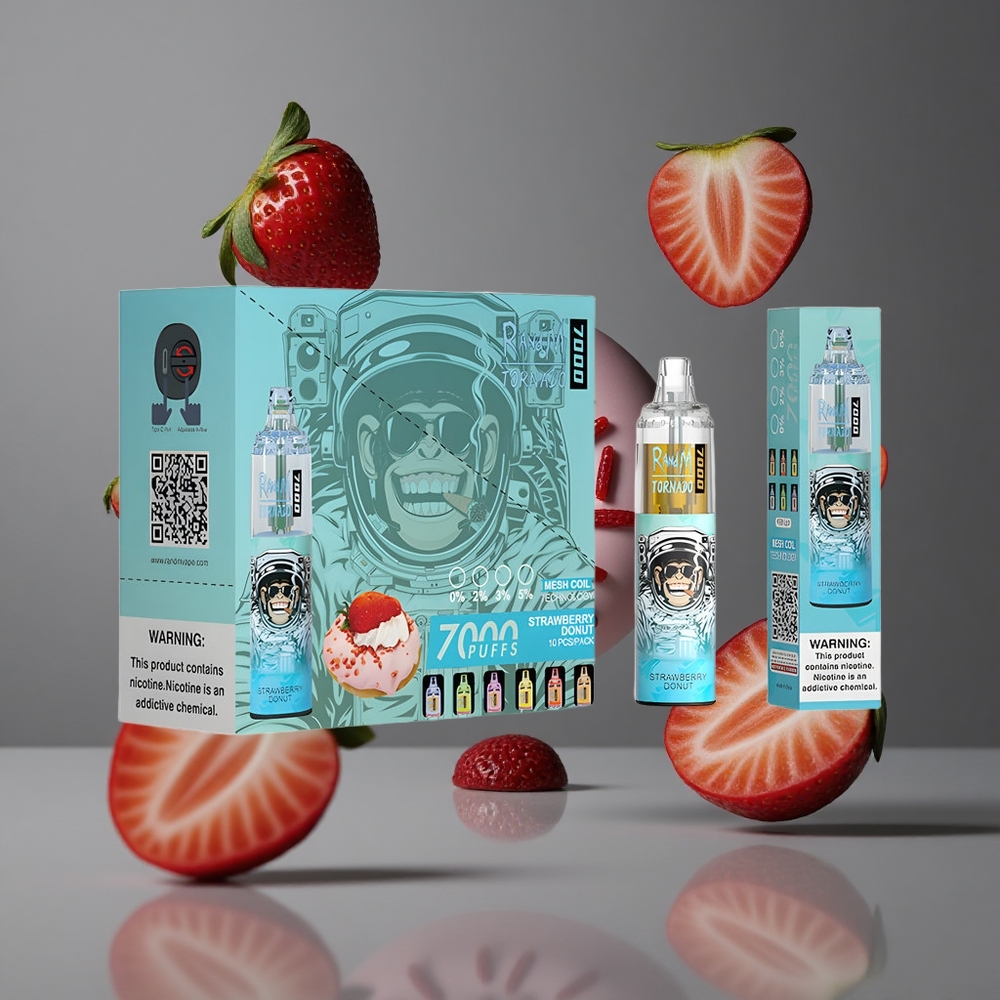 RandM Fumot Tornado 7000 Въздушни Завихрения с вкус Ягодова Поничка 14 ML Е-течност 850 MAH Батерия