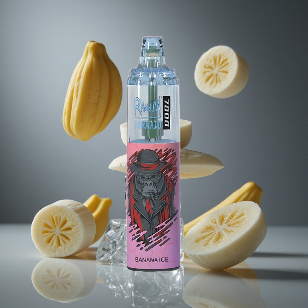 RandM Fumot Tornado 7000 Въздушни залъци Диспозable Вейп Бананен Лед 14 ML E-течност 850 MAH Батерия
