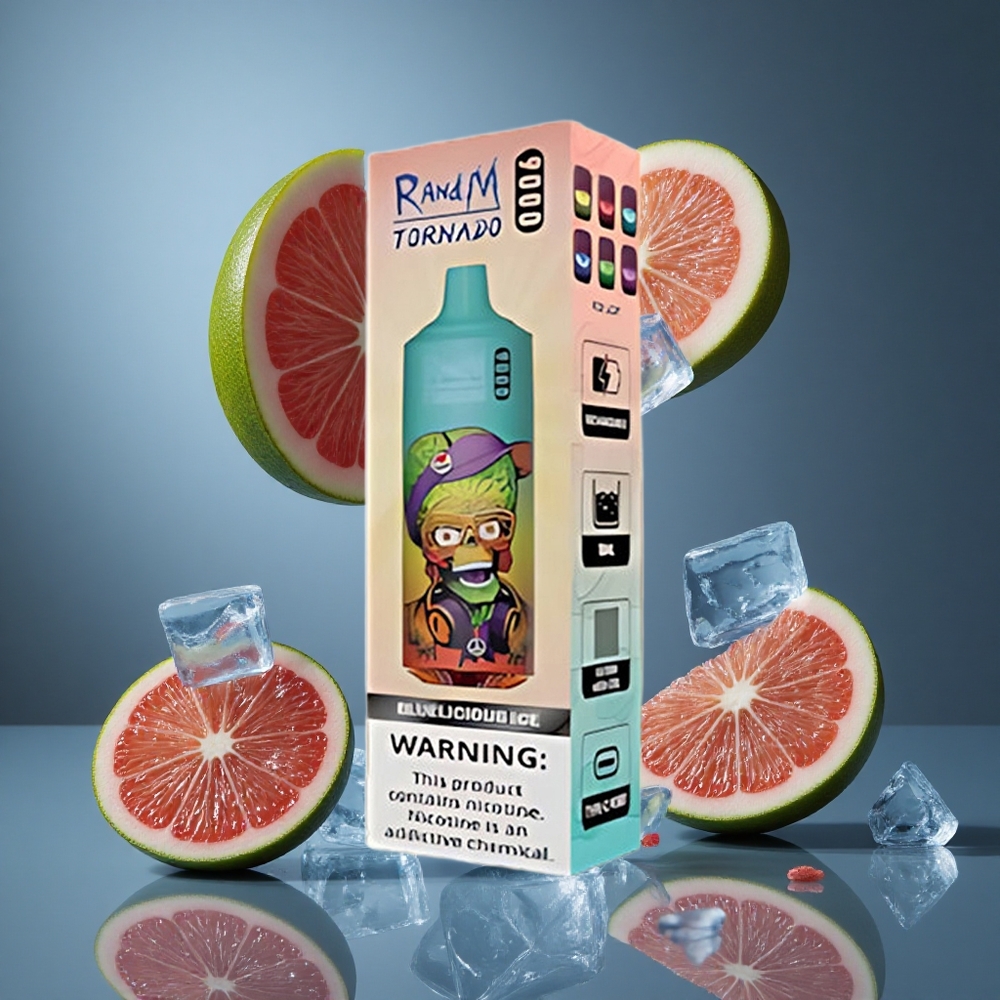 RandM Fumot Tornado 9000 Пуфове Диспозейбъл Вейп Синьо-Леден Вкус, 18 mL Е-течност, 850 mAh Батерия