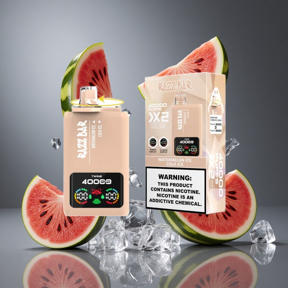 Razz Bar 40000 Въздуха Едноразово Вейп Диня Лед_Кола Лед с LCD Дисплей, 1.0Ω 2 Мрежово Намотване и 650 mAh Батерия
