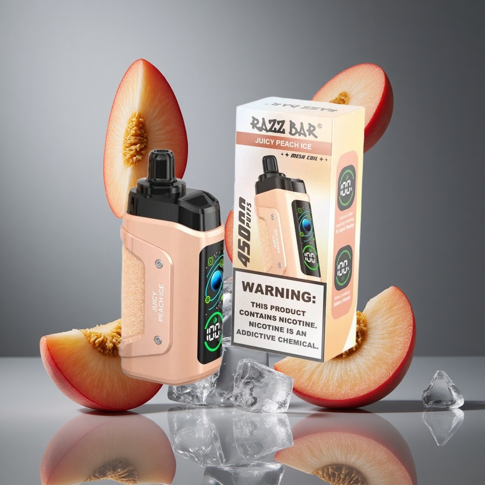 Razz Bar 45000 Въздуха Едноразово Електронно Цигаре Сочен Праскова Лед 1.0 Ohm Mesh Coil Type-C Зареждане