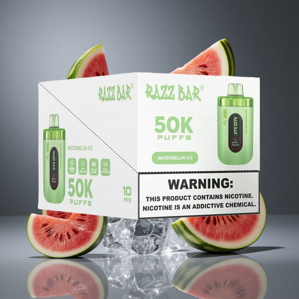 Razz Bar 50K Пуфове Диспозейбъл Вейп Диня Лед 1.0 Ohm Mesh Coil 650 Mah Battery