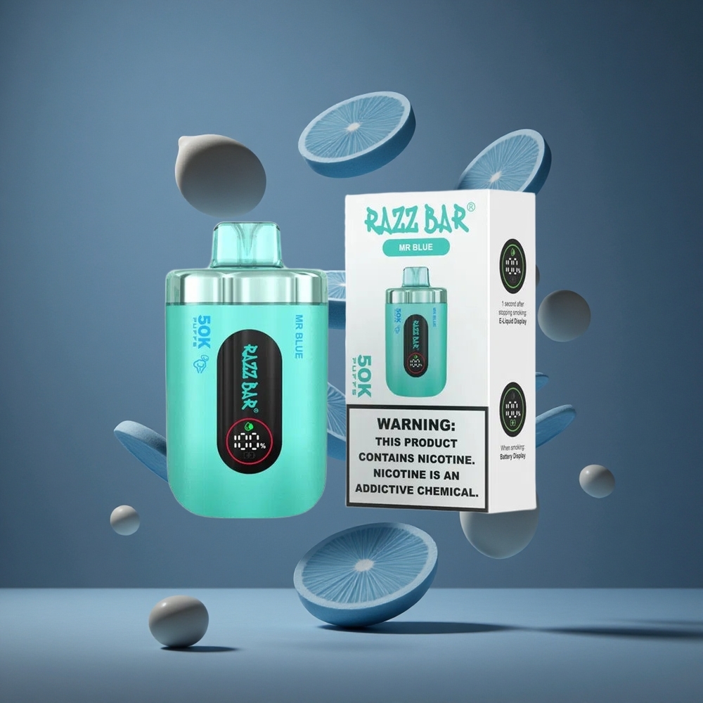 Razz Bar 50K Пуфове Диспозейбъл Вейп Господин Син (до 50000 пуфове, 1.0 Ohm Mesh Coil)
