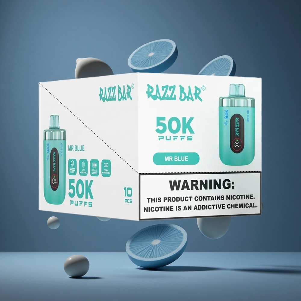 Razz Bar 50K Пуфове Диспозейбъл Вейп Господин Син (до 50000 пуфове, 1.0 Ohm Mesh Coil)
