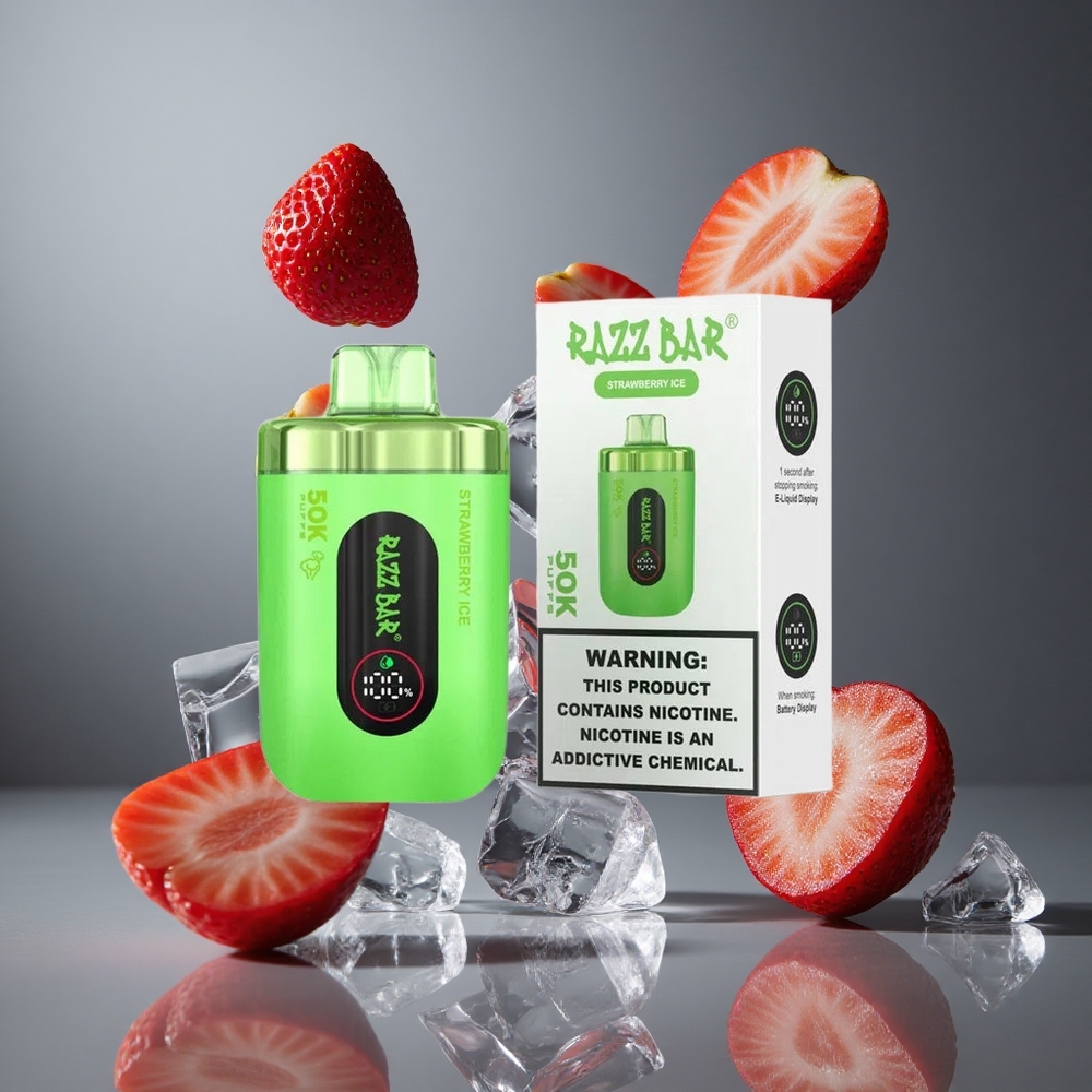 Razz Bar 50 000 Въздуха Едноразово Вейп Ягодов Лед 1.0 Ohm Mesh Coil 2% Никотин