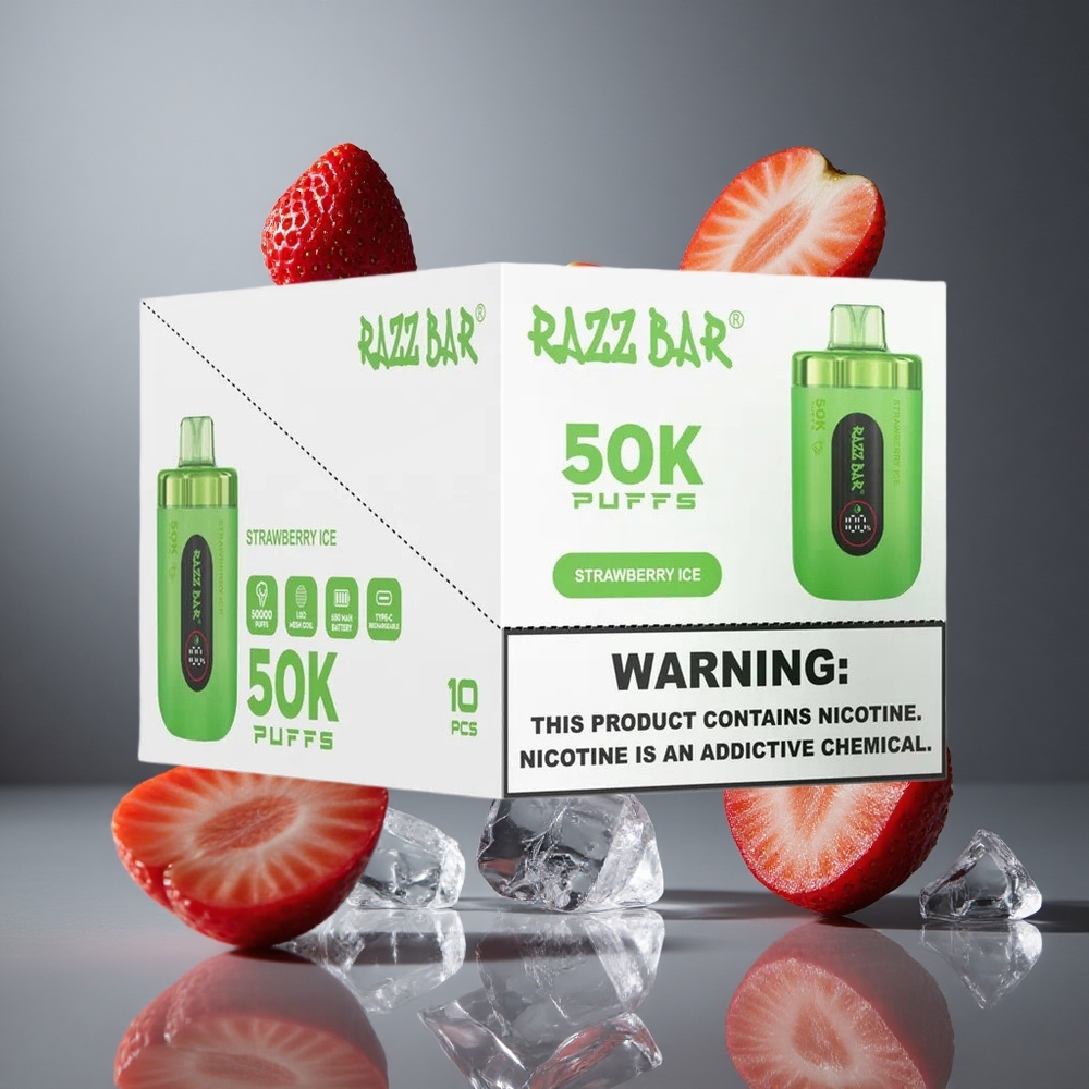 Razz Bar 50 000 Въздуха Едноразово Вейп Ягодов Лед 1.0 Ohm Mesh Coil 2% Никотин