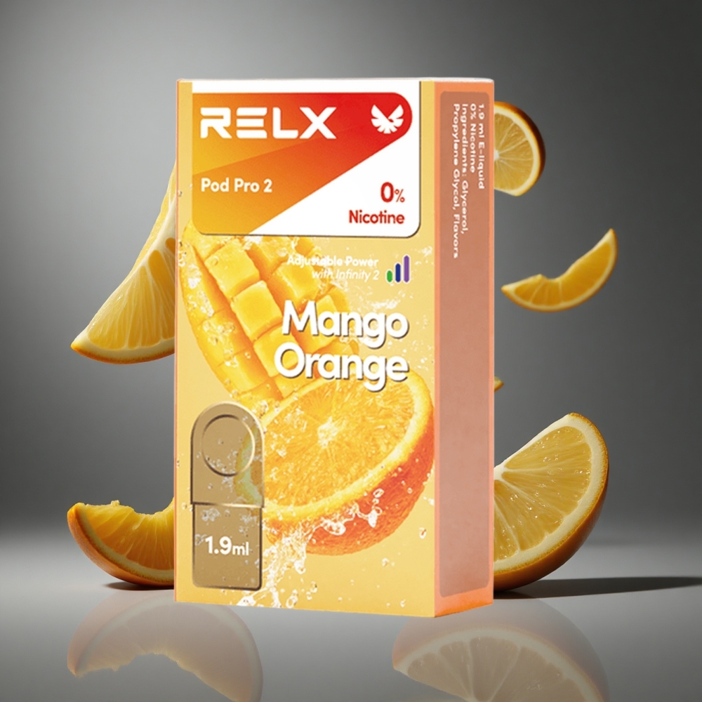 RELX Pod Pro 2 600 пуфа Манго Орандж 0% никотин 1.9ml капацитет