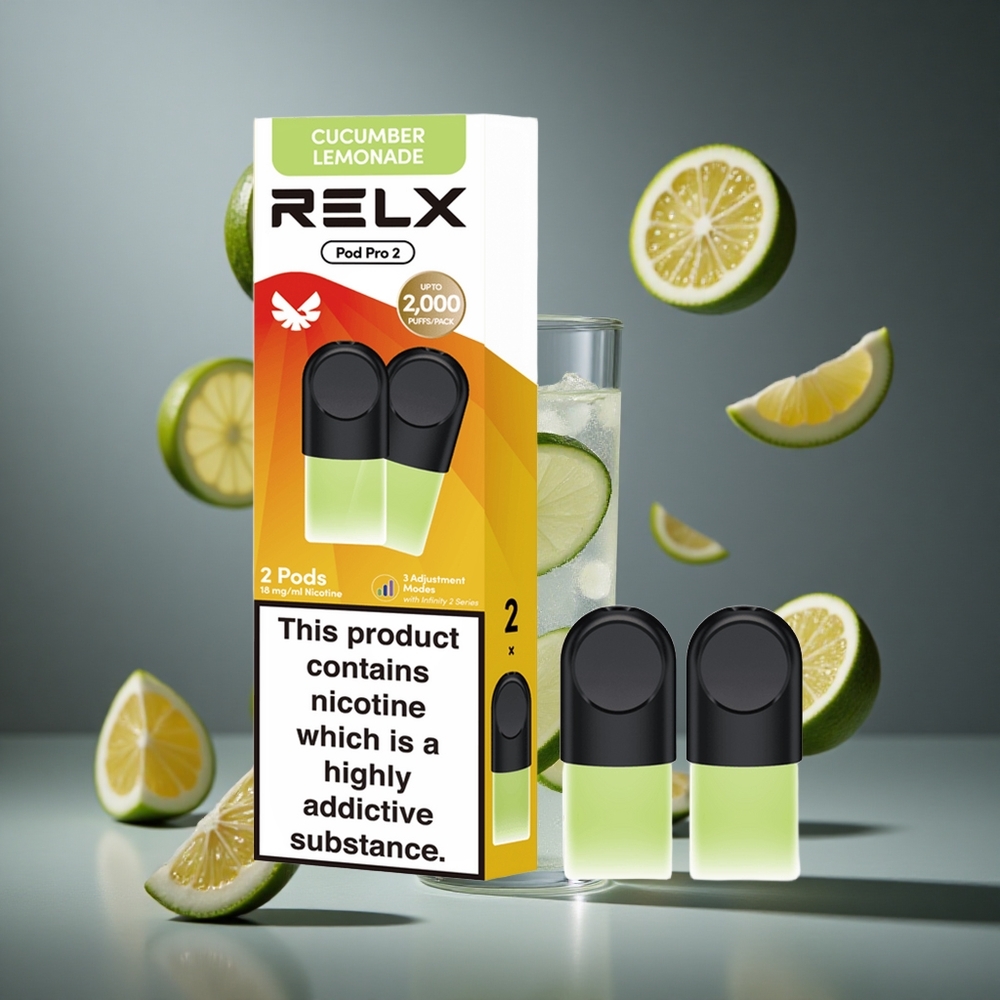 RELX Pod Pro 2 600 пуфовки Напитка-Краставица Лимонада 1.8% никотин 1.9ml капацитет