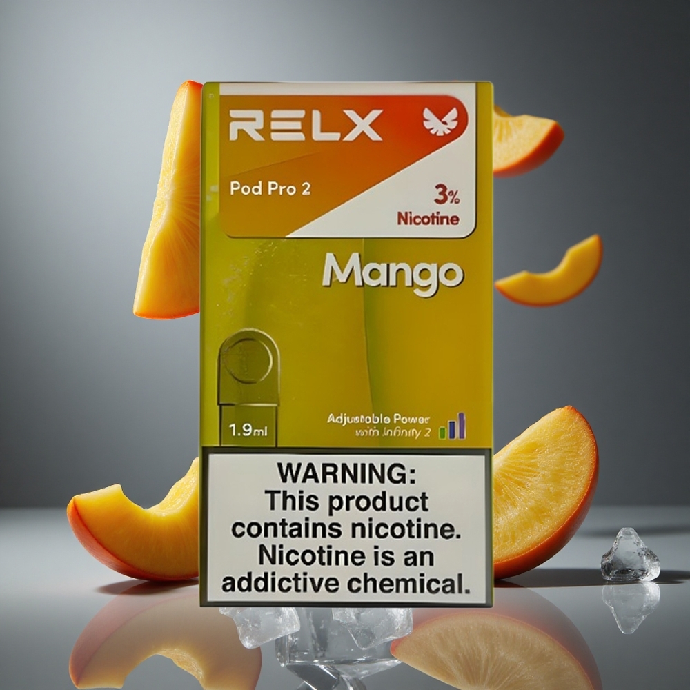 RELX Pod Pro 2 600 затяжки Манго лед 3% никотин 1.9ml капацитет