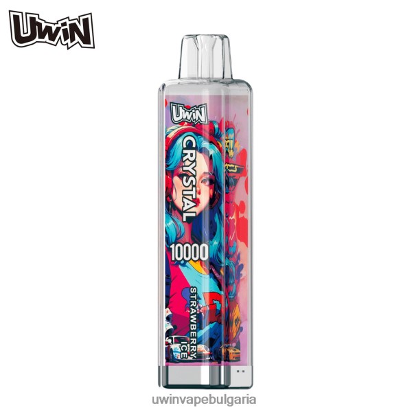 UWIN Vape Преглед - UWIN CRYSTAL 10 000 вейпове за еднократна употреба ягодов лед F8X2X9